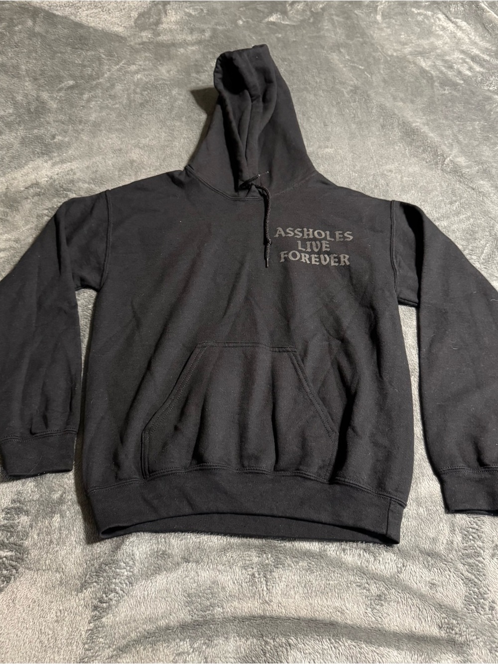 Assholes*s Live Forever Hoodie Sweatshirt Size Small Black Double Sided